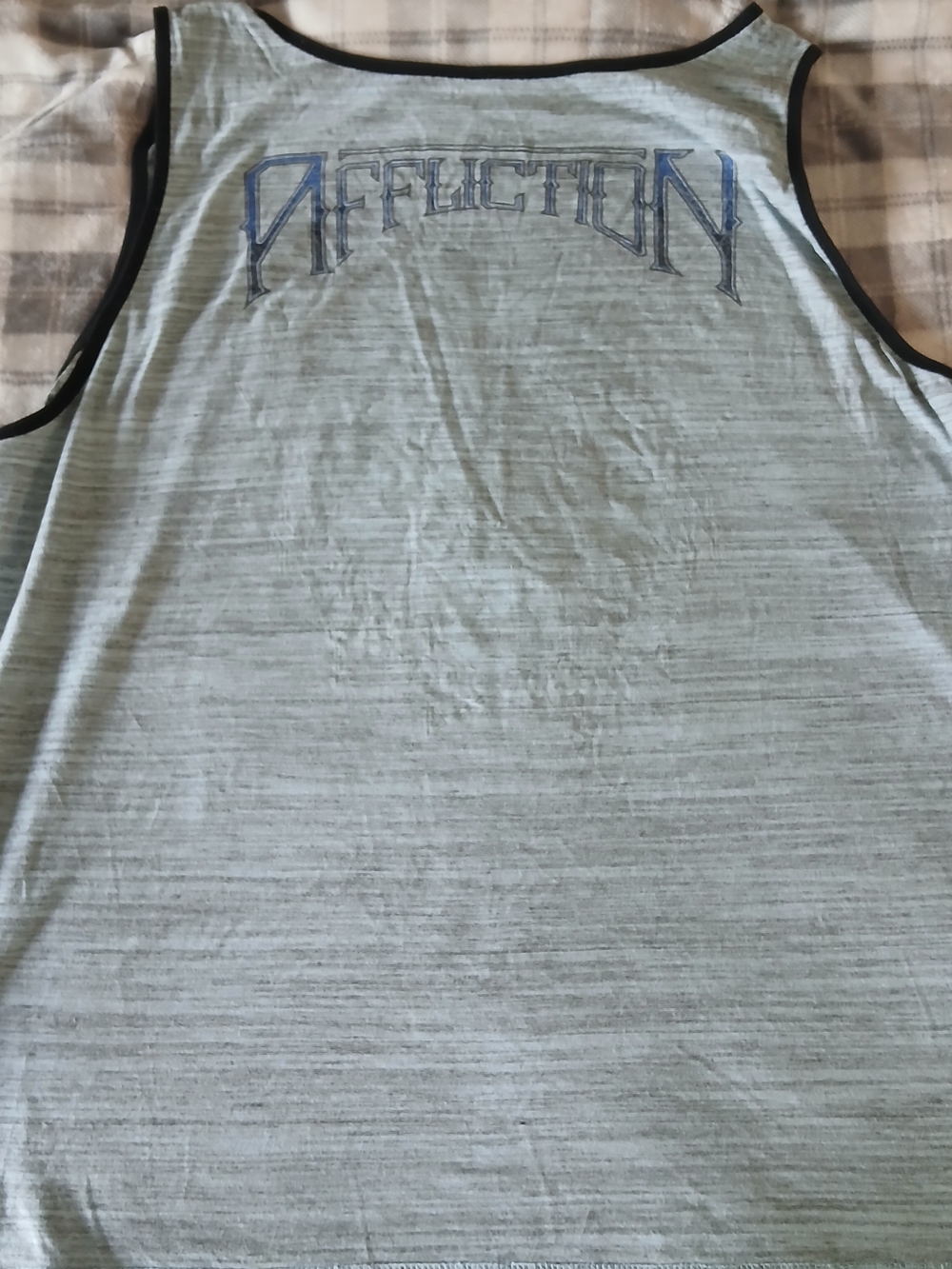 Affliction Men's Grey Graphic Tank Top REVERSIBLE Native Skull Design 3X [XXXL] - Picture 6 of 6